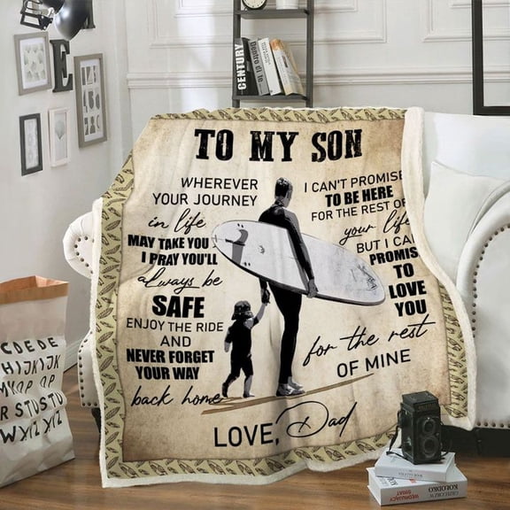 To My Son Sunfring Fleece Blanket, For The Rest Of Mine Son from Dad Birthday Gift Home Decor Bedding Couch, 30x40in Fleece Blanket