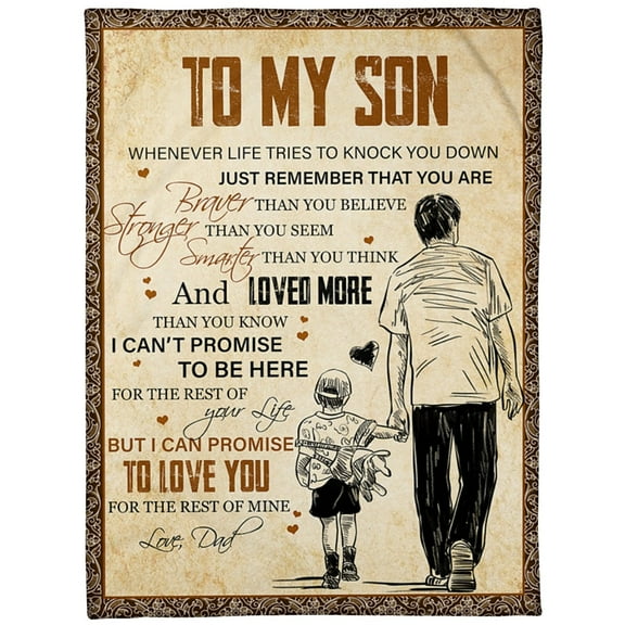 To My Son Whenever Life Tries To Knock You Down Vintage Blanket Son From Dad Birthday Gift Home Decor, 60x80in Fleece Blanket