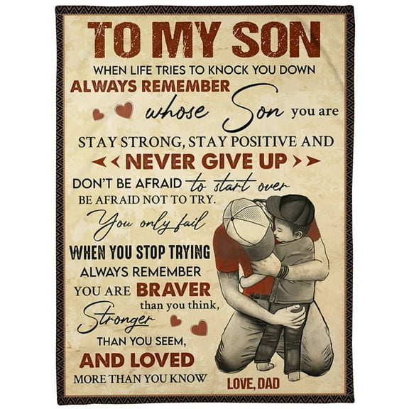 To My Son You Are Loved More Than You Know Blanket Son From Dad Birthday Gift Home Decor Bedding Couch, 30x40in Fleece Blanket