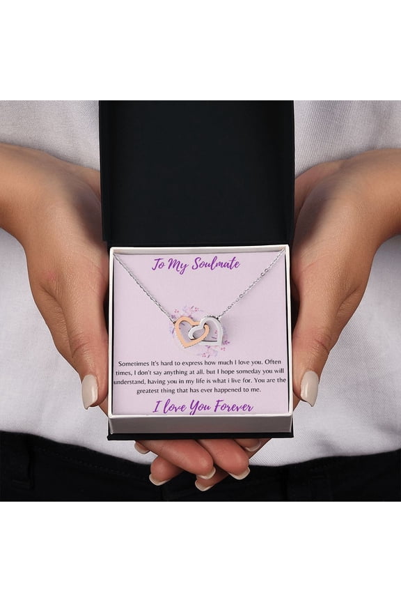 To My Soulmate, Express Your Love, Love Crown Necklace Mom, necklace For Wife, Mother's Day, Multi Interlocking Heart Necklace