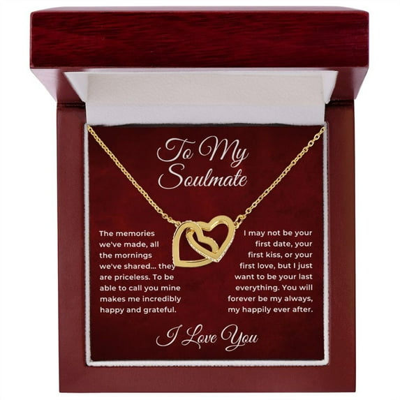 To My Soulmate From Husband Boyfriend Interlocking Hearts Pendant Necklace Jewelry Gift