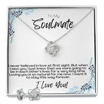 To My Soulmate Love Knot Necklace and Earrings Set | Soulmate Jewelry | Necklace and Earrings Matching gift for her