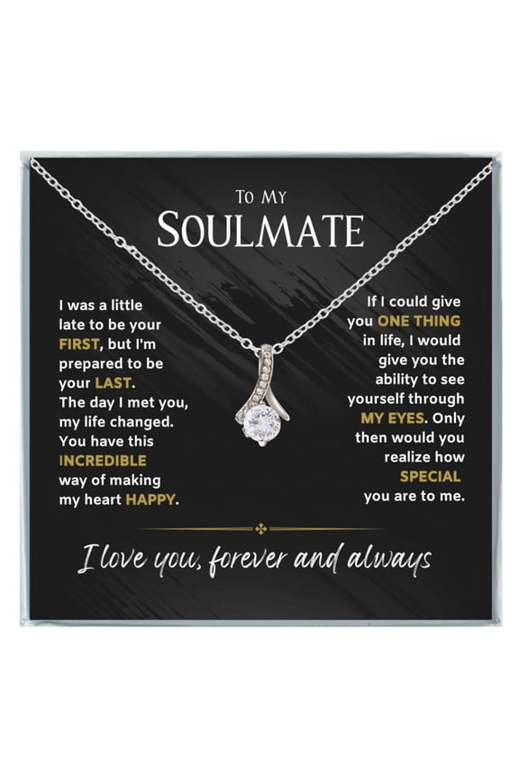 To My Soulmate Necklace For Women, Soul Mate Jewelry For Women, Future Wife, To My Wife Necklace From Husband, Girlfriend #17, Gold Alluring Necklace