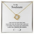 thumbnail image 1 of To My Soulmate - WifeGirlfriend Gift - Forever and Always - White Card - Love Knot Necklace - White/Yellow Plated - Message Card & Gift Box, 1 of 5
