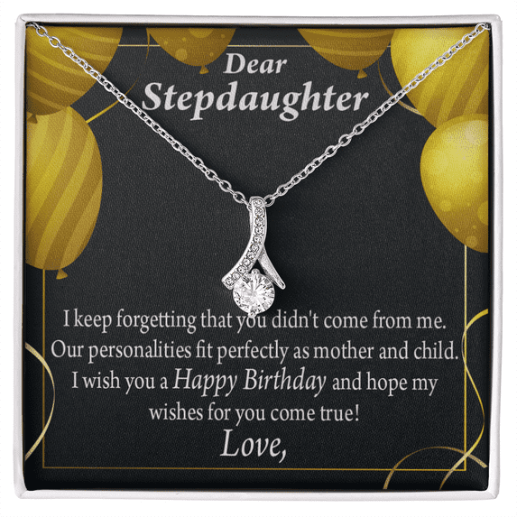 To My Stepdaughter Birthday Alluring Ribbon Necklace Message Card