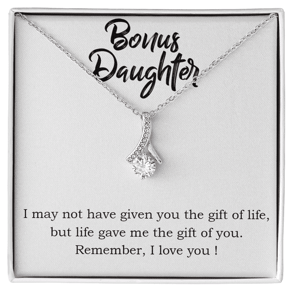 To My Stepdaughter Bonus Daughter Alluring Ribbon Necklace Message Card