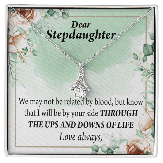 To My Stepdaughter Love Always Alluring Ribbon Necklace Message Card