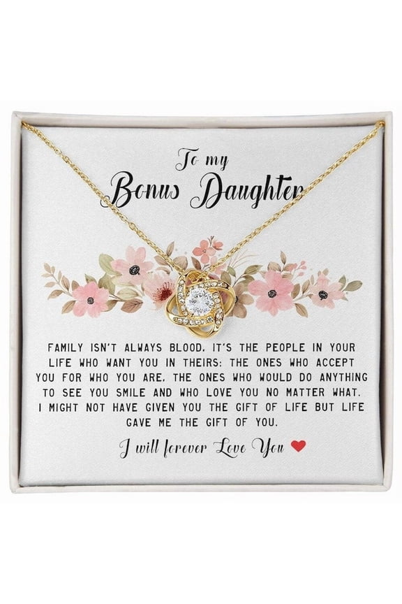 To My Stepdaughter Necklace, Step daughter Gifts From Stepdad, Bonus Daughter Gifts from Stepmom, Stepdaughter, White Love Knot Necklace