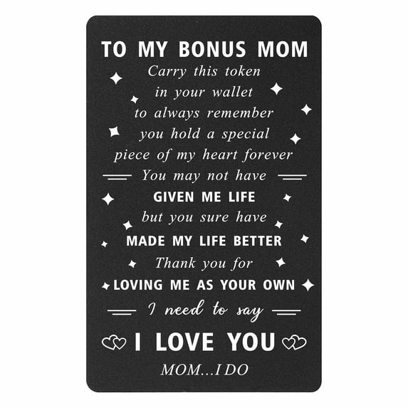 To My Stepmom Gifts - I Love You Thank You Wallet Card - Bonus Step Mom Gifts Stepmother Birthday Card, Mothers Day, Christmas