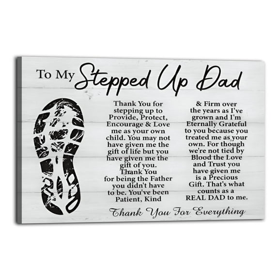 To My Sterped Up Dad Poster Wrapped Wooden Frame Wall Decor,Made in USA,Canvas Wall Art for Living Room,Bedroom,Office,Ready to Hang