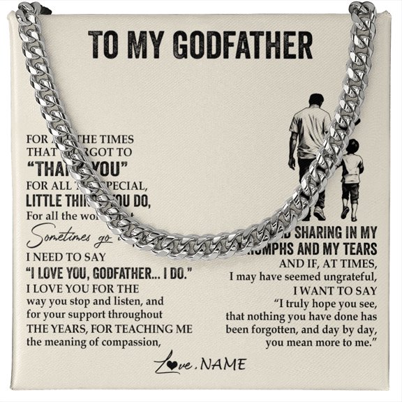 To My Uncle Necklace With Gratitude, White Cuban Link Necklace