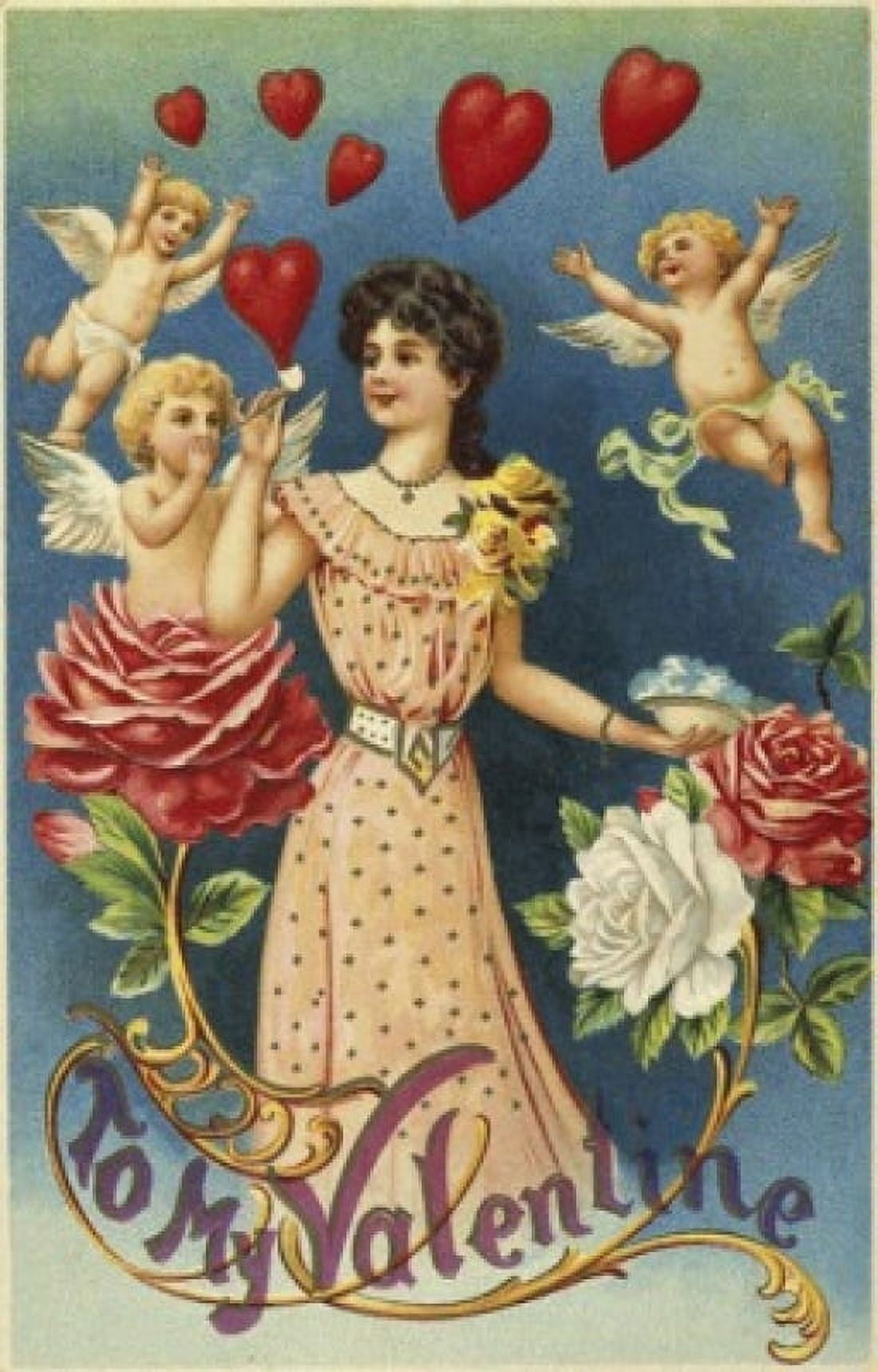 To My Valentine C 1900 Nostalgia Cards Illustration Canvas Art - (24 x 36)