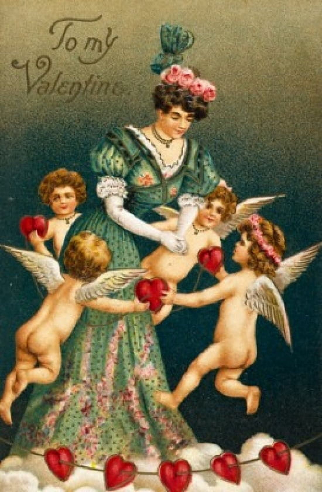 To My Valentine Nostalgia Cards 1900 Canvas Art - (24 x 36)