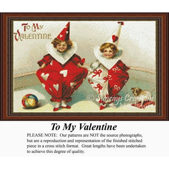To My Valentine, Vintage Counted Cross Stitch Pattern (Pattern Only, You Provide the Floss and Fabric)