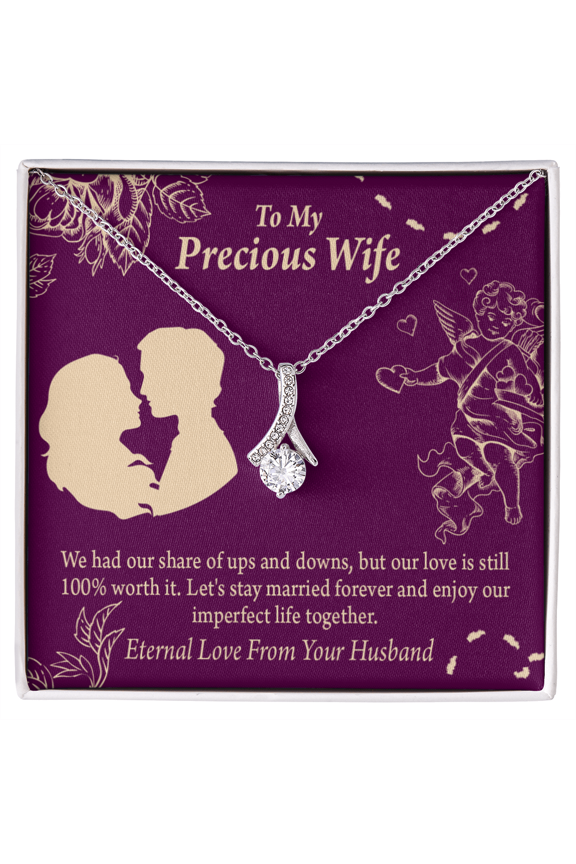 To My Wife 100% Love Alluring Ribbon Necklace Message Card