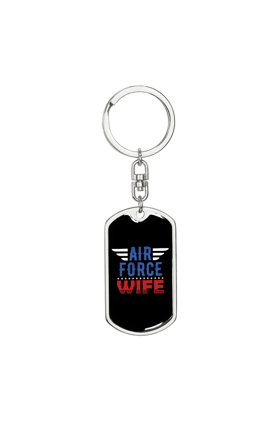 To My Wife Air Force Wife Stainless Steel or 18k Gold Premium Swivel Dog Tag Keychain