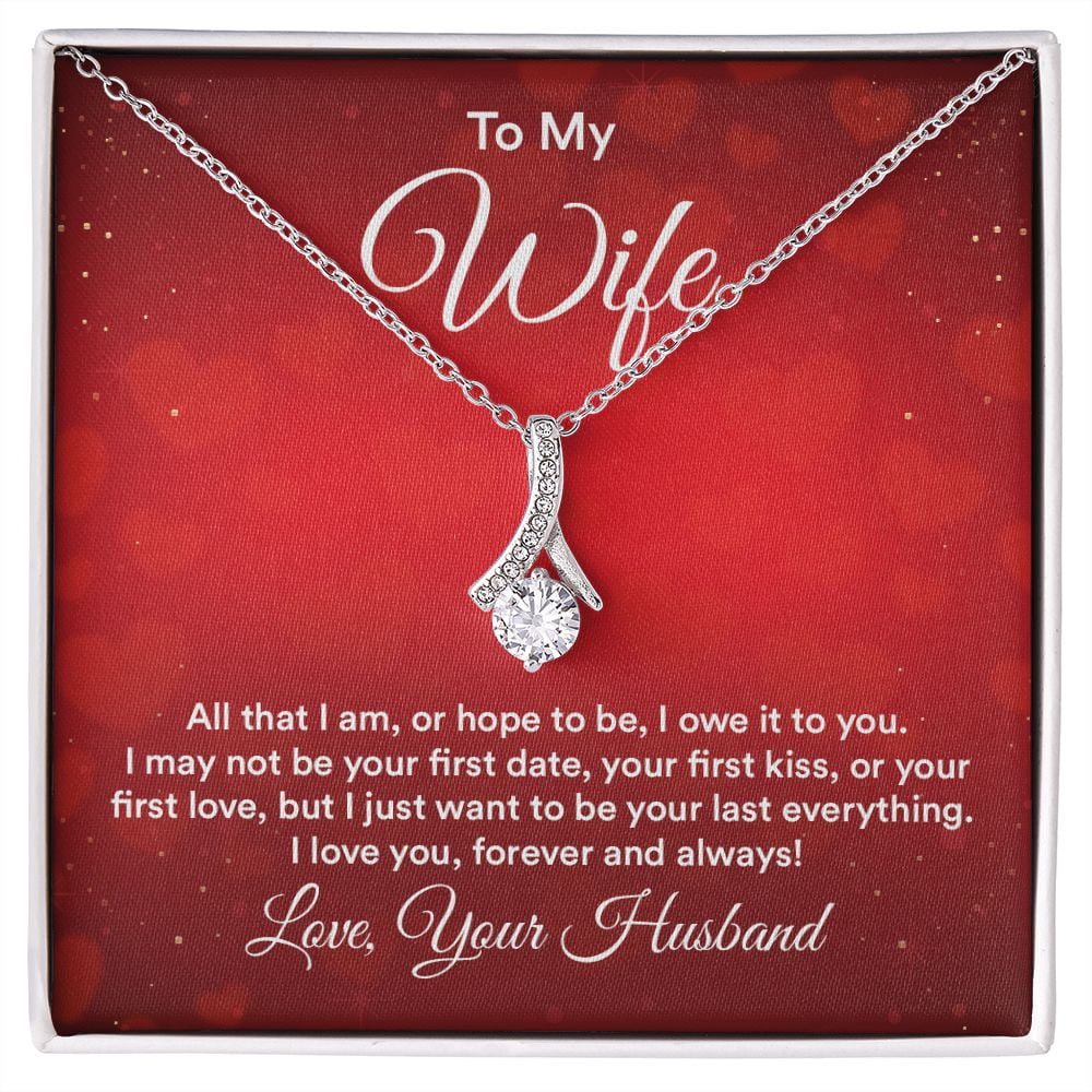 To My Wife All That I Am Alluring Ribbon Necklace Message Card ...