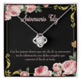 thumbnail image 1 of To My Wife Aniversario Feliz Infinity Knot Necklace Message Card, 1 of 17