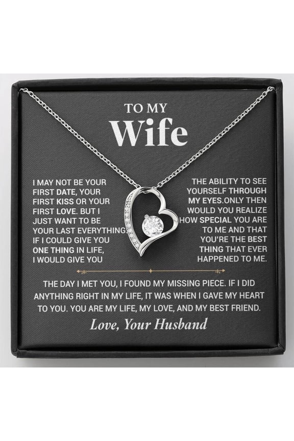 To My Wife Anniversary Always Necklace, A Meaningful Necklace Perfect For Anniversaries, Birthdays, Valentine V6595, White Forever Love Necklace