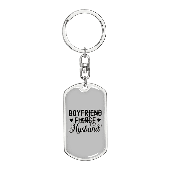 To My Wife  Boyfriend Fiance Husband Stainless Steel or 18k Gold Premium Swivel Dog Tag Keychain