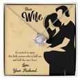 thumbnail image 1 of Infinity Knot Necklace with Excited to Meet Message Card for Wife – 14K White Gold Finish, 1 of 17