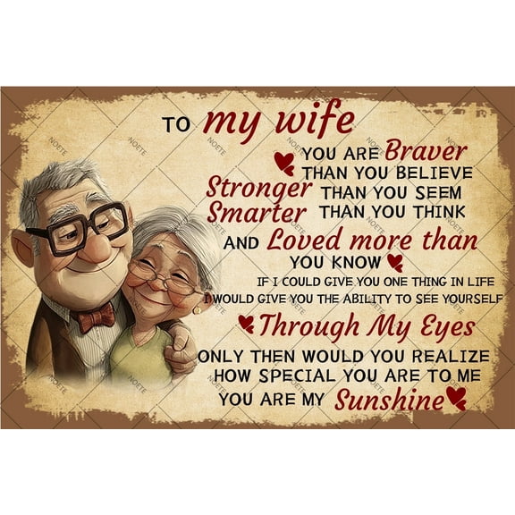 To My Wife Decor Metal Sign To My Life Love Wall Art for Couples 8x12 Inch Husband & Wife Gift Rustic Bedroom Dcor Anniversary, Wedding Present