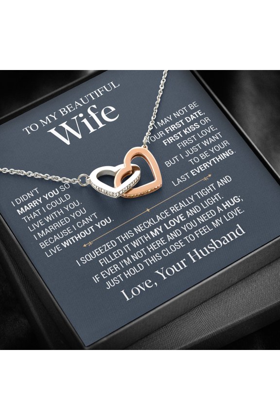 To My Wife Elegant Anniversary Necklace, A Meaningful Necklace Perfect For Anniversaries Birthdays Valentine V5291, Multi Interlocking Heart Necklace