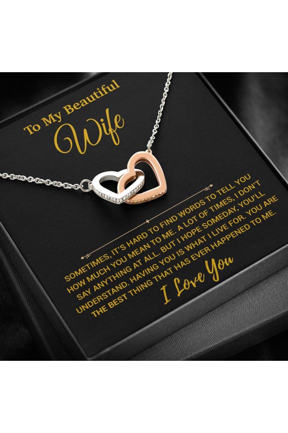 To My Wife Elegant Anniversary Necklace, A Meaningful Necklace Perfect For Anniversaries Birthdays Valentine V833, Multi Interlocking Heart Necklace
