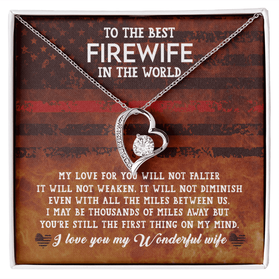 To My Wife Firewife Independence Day Forever Necklace w Message Card