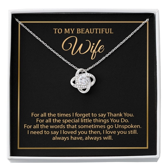 To My Wife For Women Anniversary Necklace, A Meaningful Necklace Perfect For Anniversaries, Birthdays, Valentine V6361, White Love Knot Necklace