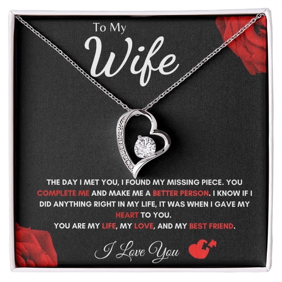 To My Wife Forever Love Necklace Missing Piece Romantic Her, Gold Forever Love Necklace