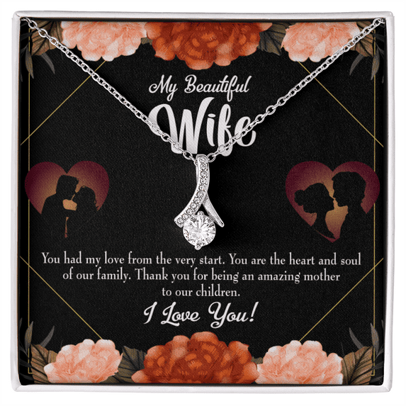 To My Wife Heart and Soul Alluring Ribbon Necklace Message Card