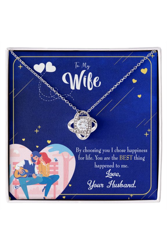 To My Wife I Chose Happiness Infinity Knot Necklace Message Card