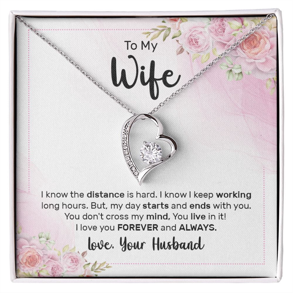 Distance Is Hard To My Wife I Know the Distance is Hard Forever Necklace w Message Card ...