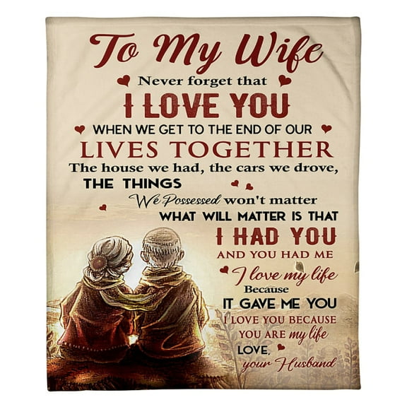To My Wife I Love My Life Because It Gave Me You Fleece Blanket Family Gift Home Decor Bedding Couch Sofa Soft, 30x40in Fleece Blanket