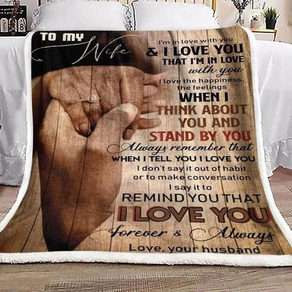 To My Wife I'm In Love With You Family Fleece Blanket Home Decor Bedding Couch Meaning Your Wife Woman, 30x40in Fleece Blanket