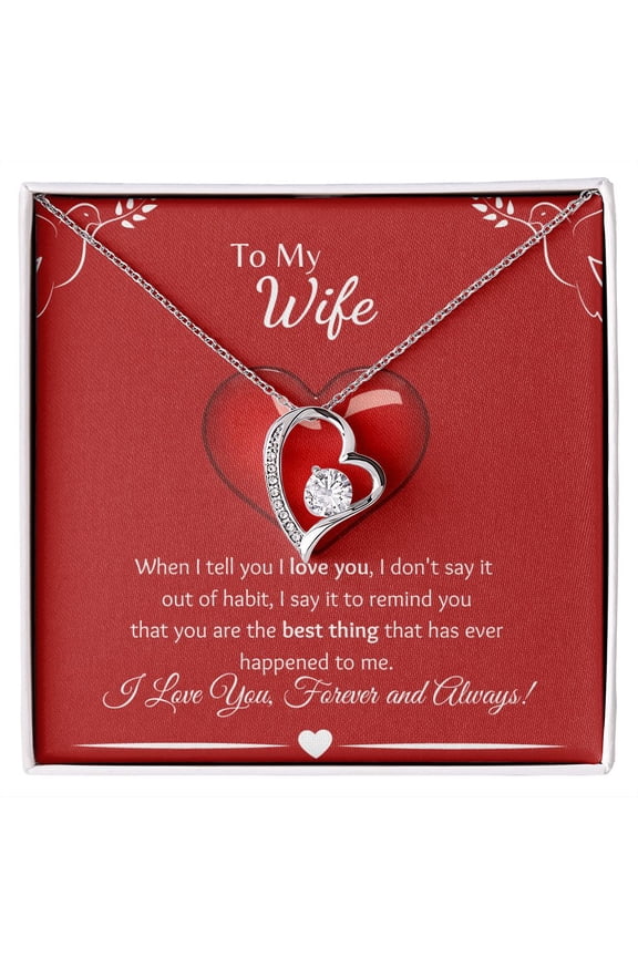 To My Wife Love Knot Necklace Two Doves Romantic Anniversary, Gold Forever Love Necklace