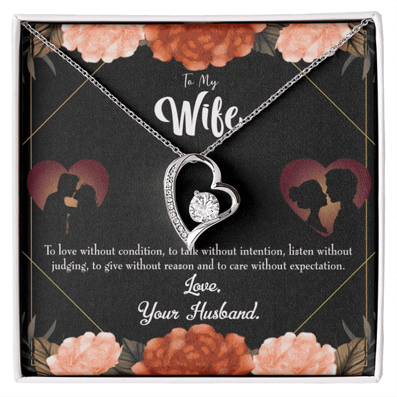 To My Wife Love Talk Listen Forever Necklace w Message Card