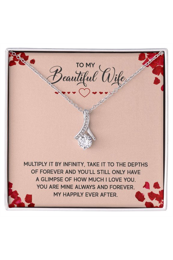 To My Wife Multiply it by Infinity Alluring Ribbon Necklace Message Card