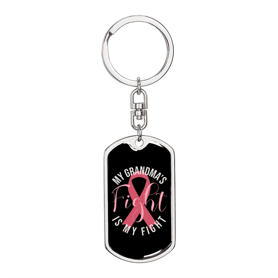 To My Wife  My Grandmas Fight is My Fight Stainless Steel or 18k Gold Premium Swivel Dog Tag Keychain