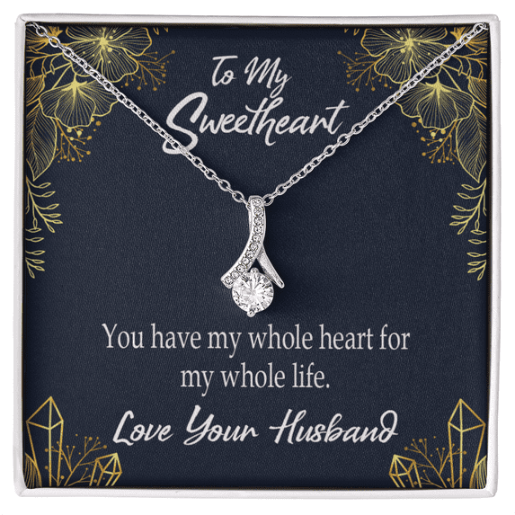 To My Wife My Heart is Yours Alluring Ribbon Necklace Message Card