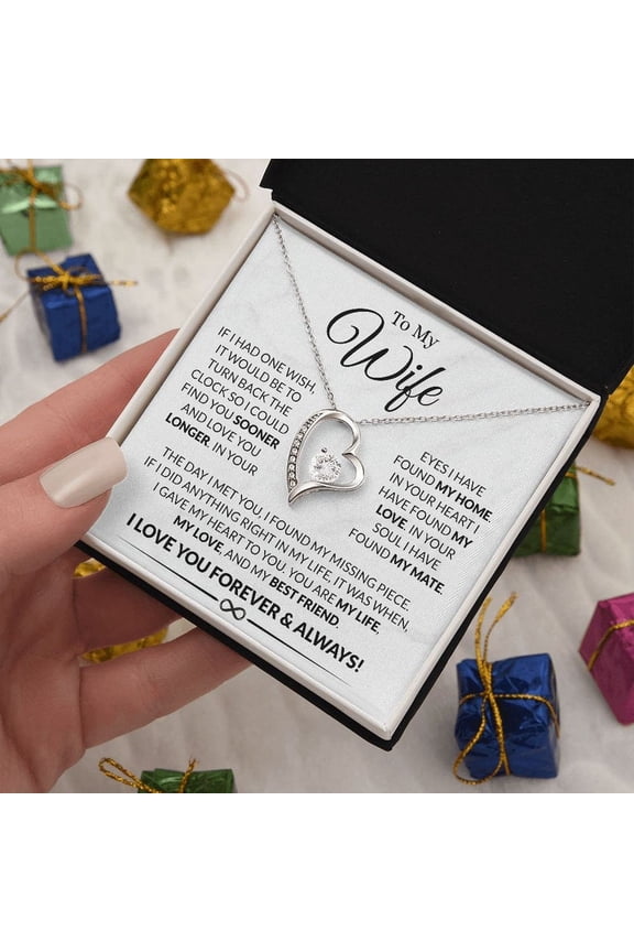 To My Wife Necklace Anniversary or Birthday Gift from Husband Romantic Jewelry, White Forever Love Necklace