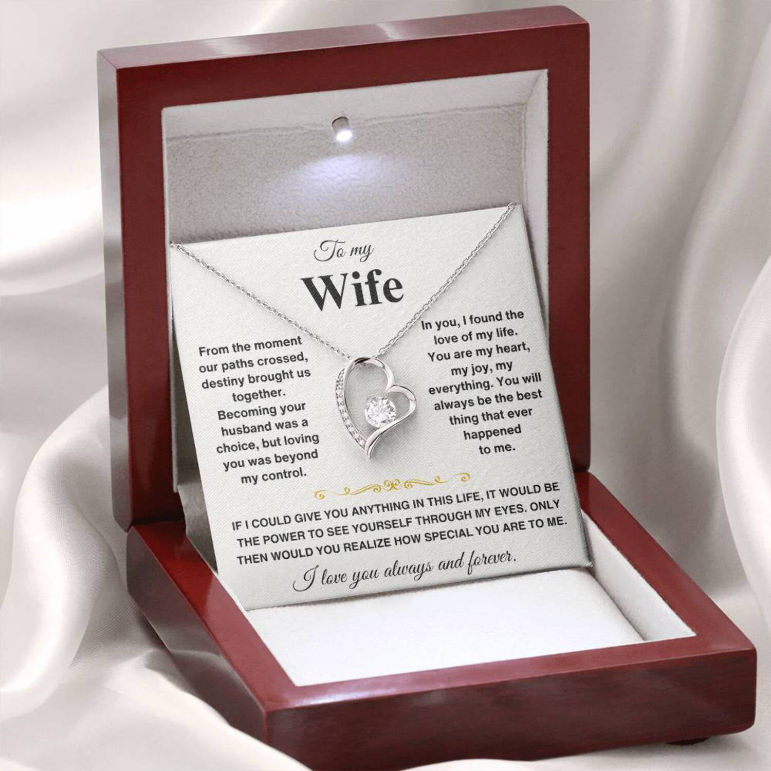 To My Wife Love Knot Necklace – Gift For Wife From Husband, Anniversary, Birthday, Christmas