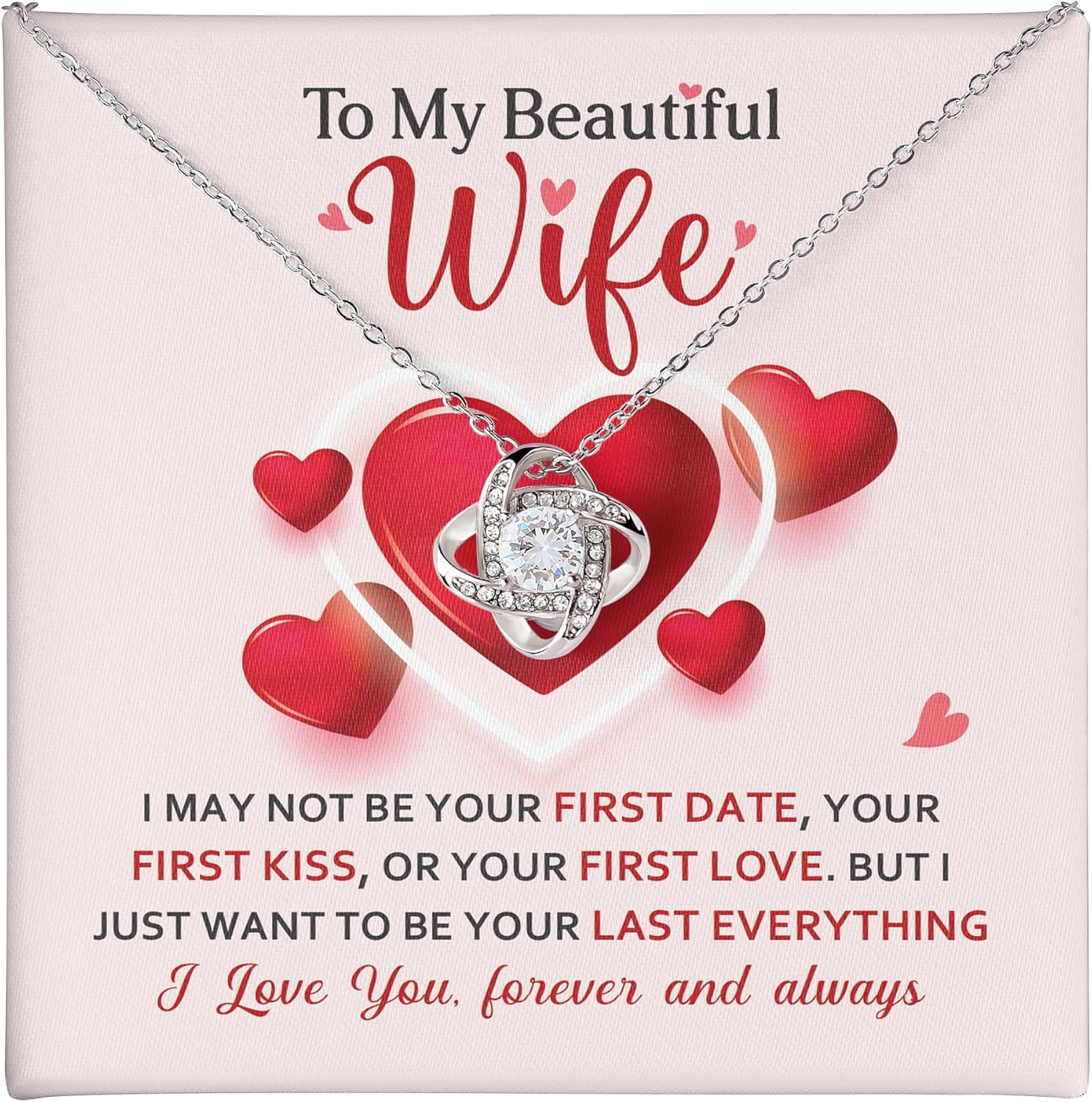 To My Wife Necklace from Husband - Unique Anniversary & Birthday Gift Ideas, Romantic Love Knot Jewelry for Best Wife, Soulmate Present, Beautiful  Future Wife Wedding, Mothers Day Gifts
