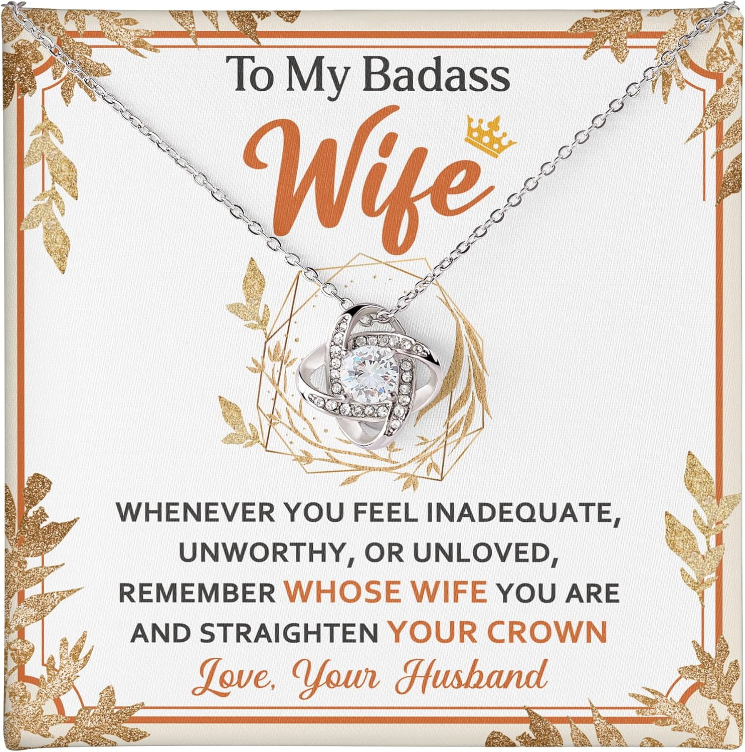 To My Wife Necklace from Husband - Unique Anniversary & Birthday Gift Ideas, Romantic Love Knot Jewelry for Best Wife, Soulmate Present, Beautiful  Future Wife Wedding, Mothers Day Gifts