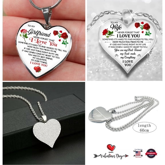 To My Wife Necklace I Love You Romantic Valentine's Day Anniversary Best Gift