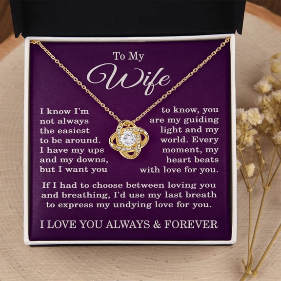 To My Wife Necklace from Husband Anniversary Gift for Wife with Purple Background Title: 18K Yellow Gold Finish, Box Choice: Standard Box