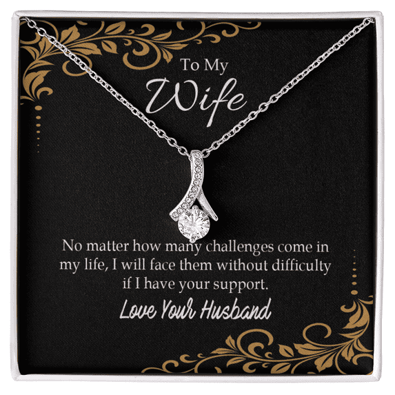 To My Wife No Matter How Many Challenges Alluring Ribbon Necklace Message Card