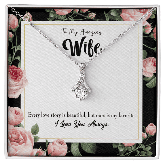 To My Wife Our Story Alluring Ribbon Necklace Message Card