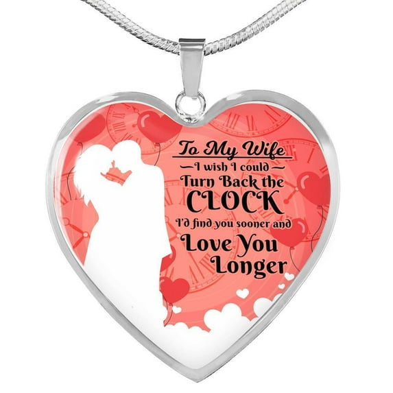 To My Wife Perfect Love Message Heart Pendant Necklace
